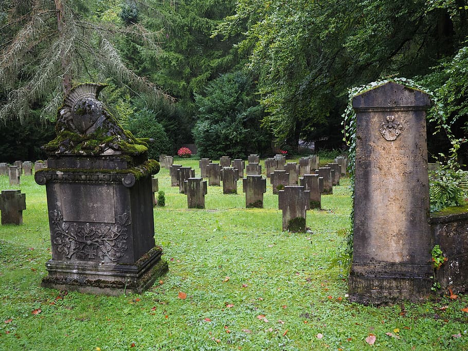 grave stones, forest cemetery stuttgart, cemetery, woodland cemetery, graves, soldiers graves, resting place, last calm, tomb, past