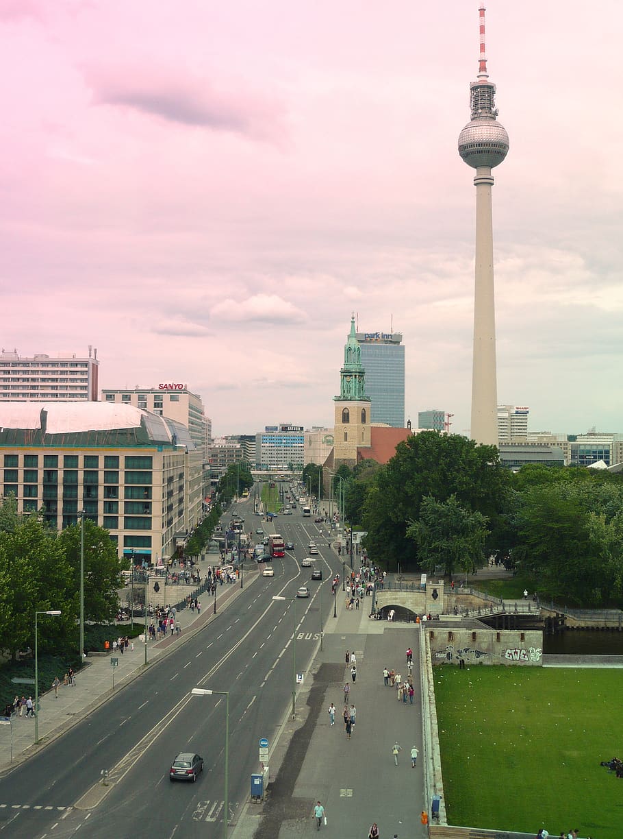 torre de televisión de berlín, berlín oriental, berlín, alemania, alemania occidental, alemania oriental, capital, europa, edificio, urbano