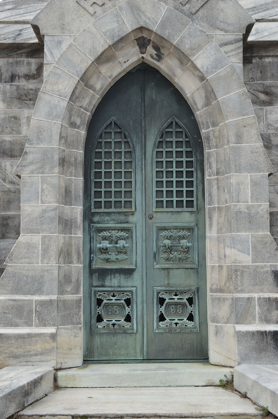 mausoleum, door, old, cemetery, building, architecture, historic, entrance, arch, keystone