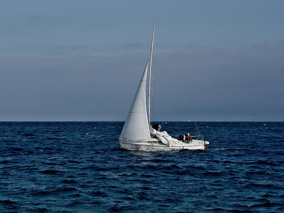 white, sailboat, body, water, yacht, top, blue, sailing, ocean, sea