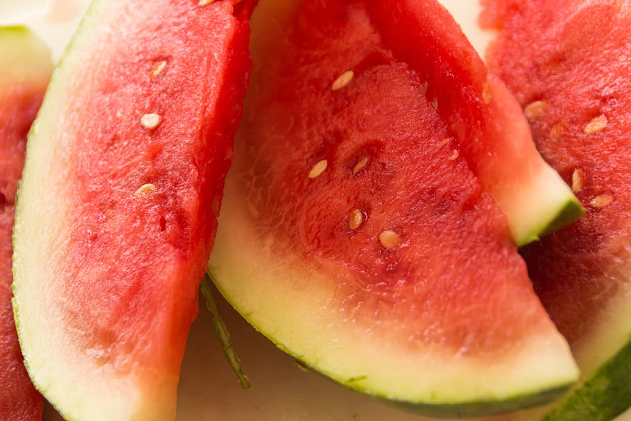 irisan semangka, melon, buah, merah, berair, semangka, melon merah, makanan dan minuman, makanan sehat, makanan