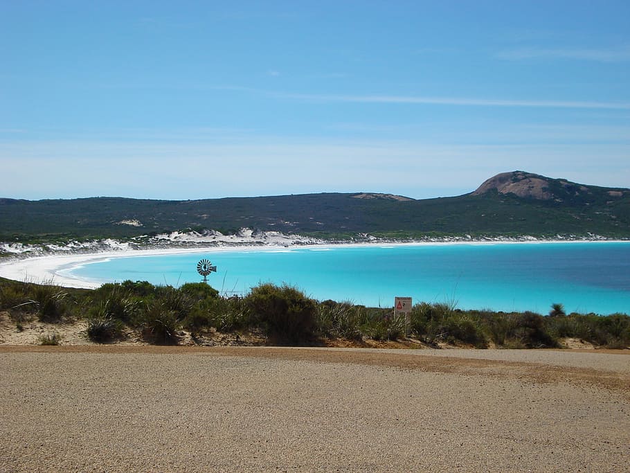 Lucky Bay, Cape Le Grand, Taman Nasional, australia barat, biru, alam, pantai, pemandangan, gunung, laut
