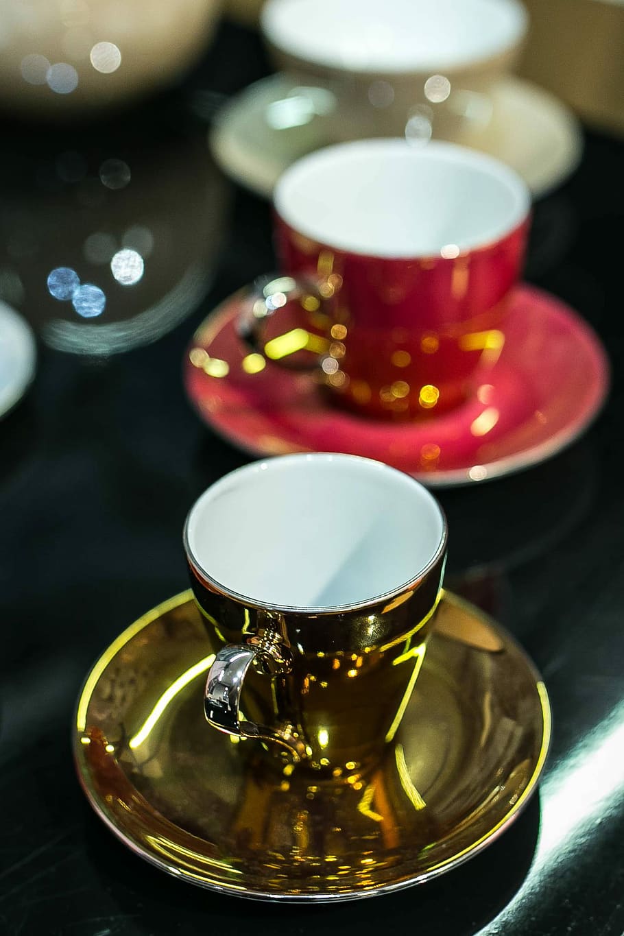 elegante, tazas de té, colección, tazas, té, diseño, bebida, calor - temperatura, café - bebida, primer plano