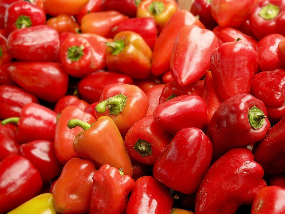 red chili pepper, peppers, vegetables, plants, red, vegetale, paprika, food, food and drink, large group of objects