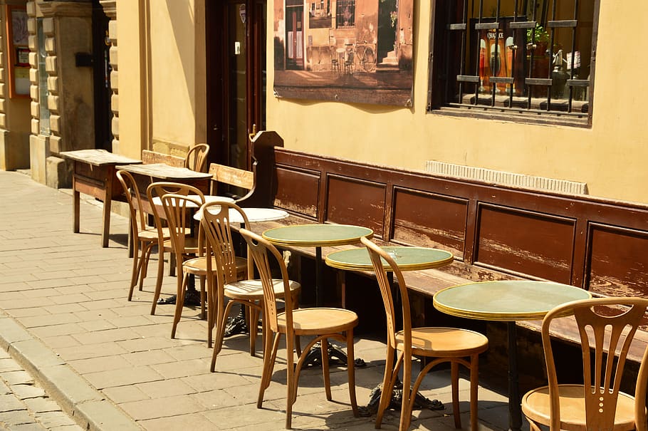 cafe, street, kraków, bracka, the new province, chairs, tables, tourism, tour, architecture