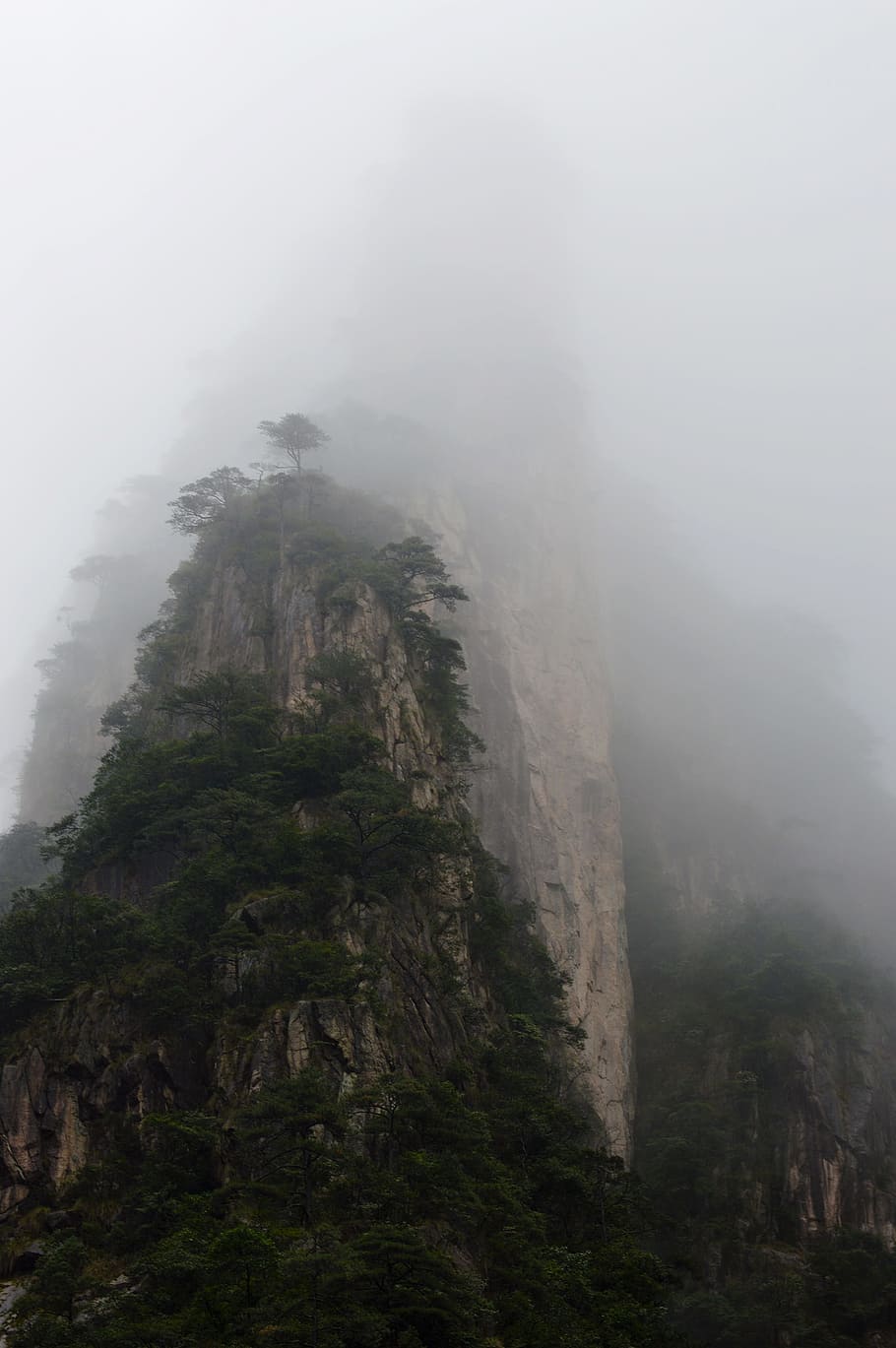 Huangshan, invierno, apellido, niebla, un apellido de niebla, montañas, camino de niebla, paisaje, temprano en la mañana, naturaleza
