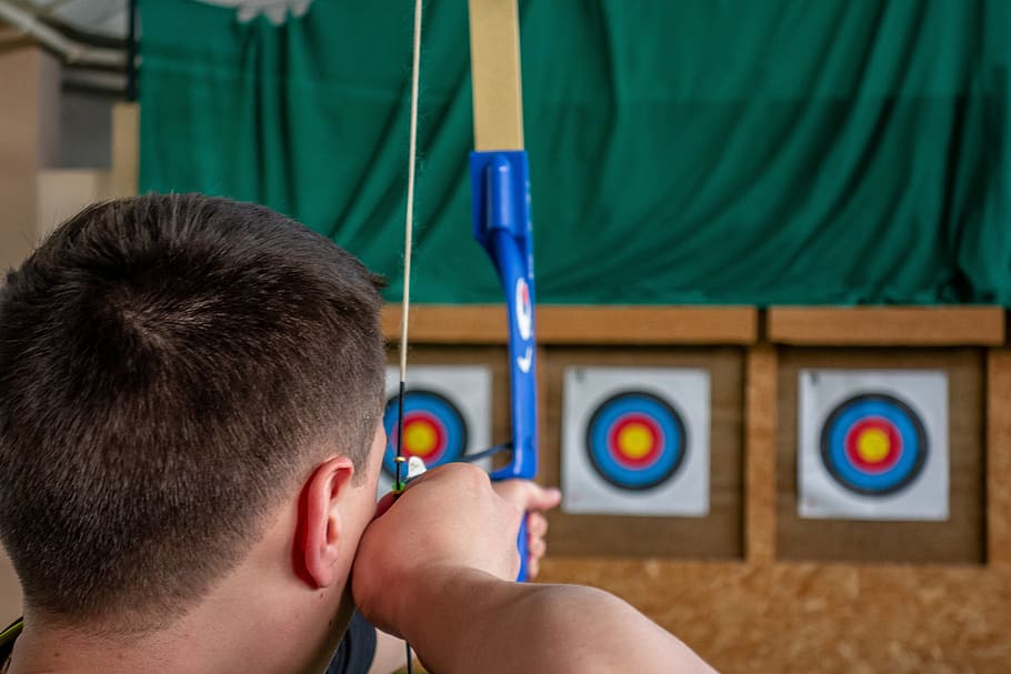 archery, arc, shooting, target, objective, arrow, archer, sport, room, person
