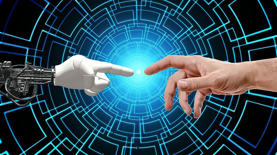 robô, humano, papel de parede da mão, tecnologia, desenvolvedor, toque, dedo, inteligência artificial, pensar, controle