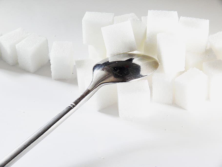 silver spoon, sugar cube, calories, delicious, nibble, sweet, candy, white, cube, sugar lumps