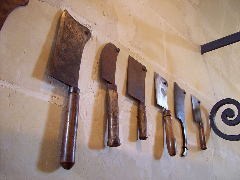 knives, tool, knife, cutting, kitchen, sharp, chef, blade, tools, wall - building feature