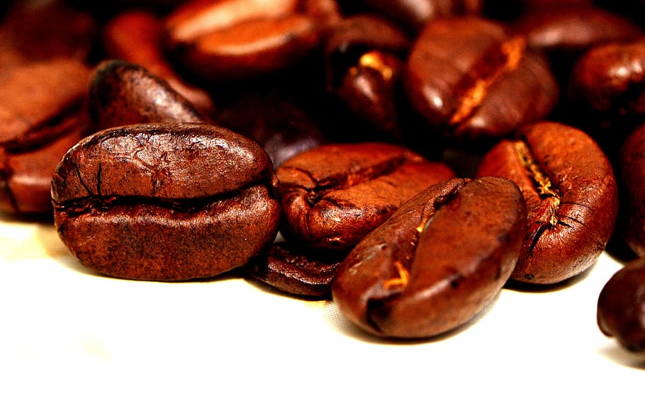 ovalado, marrón, nuez, café, granos de café, tostado, cafeína, aroma, frijoles, tostado de café