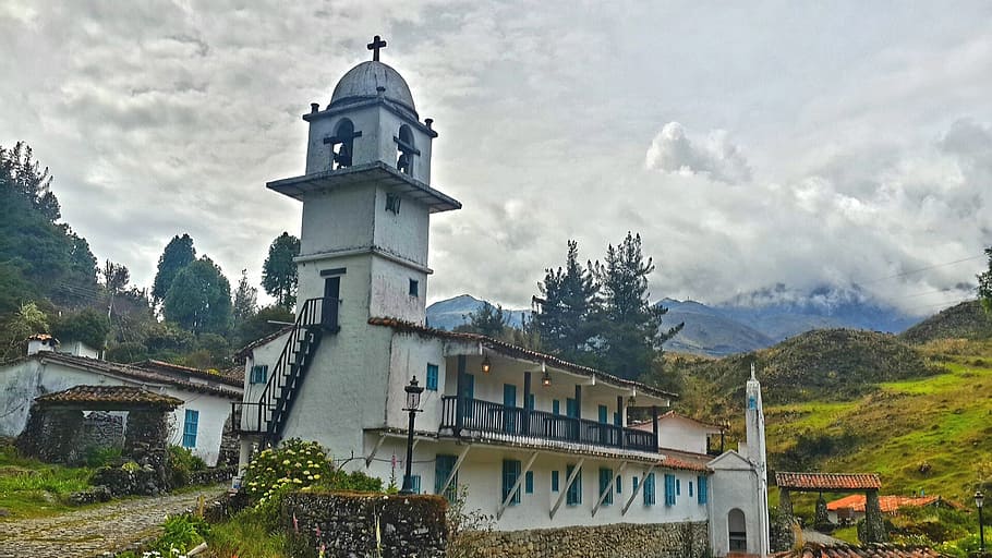 church, convent, sky, clouds, venezuela, merida, old, mountain, architecture, religion