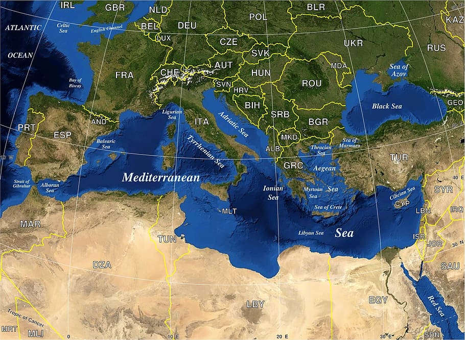 earth map screen, geography, map, mediterranean, sea, europe, political, countries, school, education