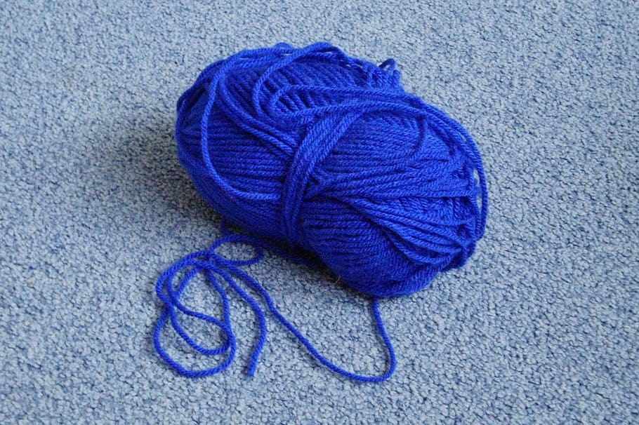 Wool, Woollen, Cat'S Cradle, Tangle, coiled, thread, blue, knit, hand labor, tinker