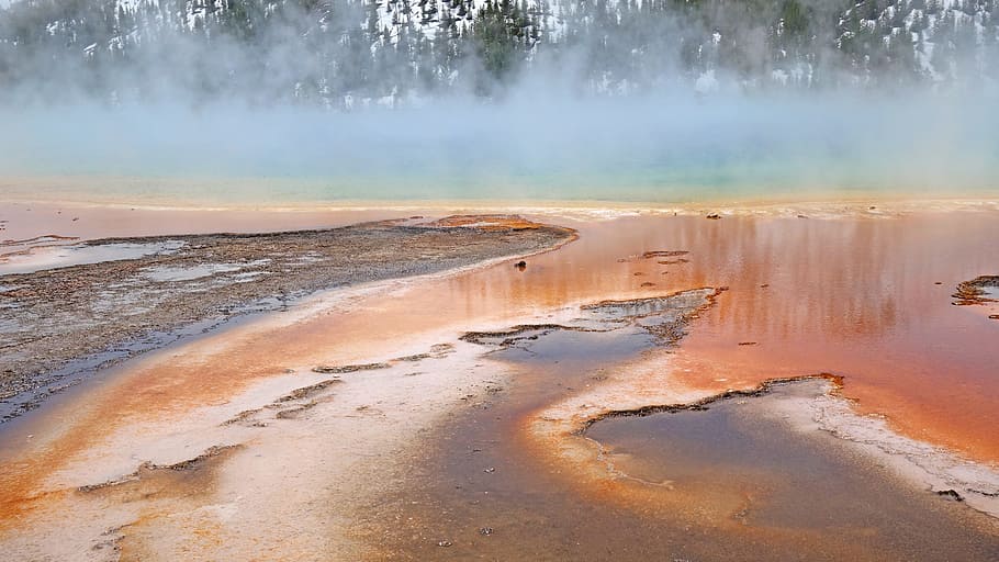 national park, yellowstone, National Park, Yellowstone, national parks, united states, grand prismatic spring, nature, landscape, water, tranquility