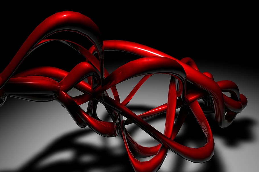 zawijas, abstraction, 3d, red, studio shot, indoors, close-up, cable, connection, technology
