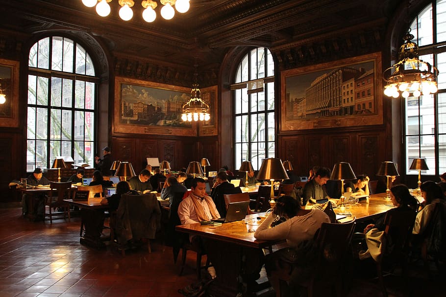 comedor, interior, restaurante, biblioteca pública, lectores, bibliotecario, nueva york, mesa, silla, arquitectura y edificios
