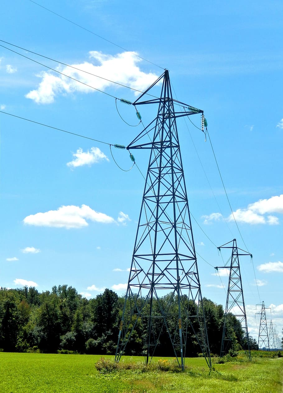 hydro electric towers, high voltage, ontario, canada, sky, electricity, cloud - sky, cable, fuel and power generation, power supply