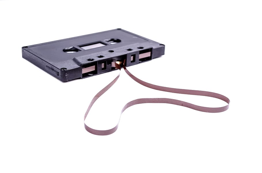 black, cassette tape, isolated, white, background, Announcer, Audio, Cassette, communication, concert