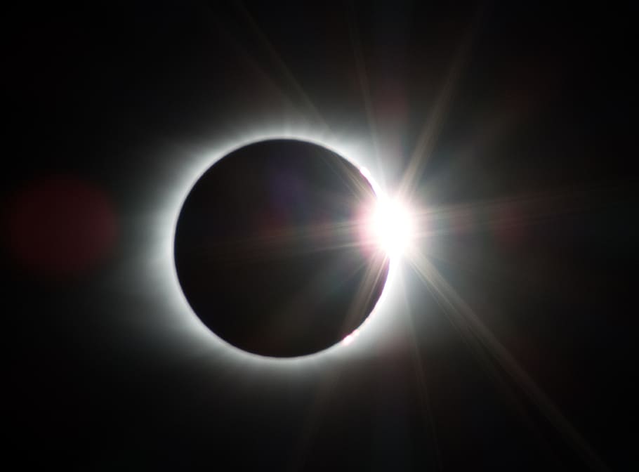 primer plano, fotografía, solar, eclipse, 2017, sol, corona, anillo de diamantes, espacio, cielo