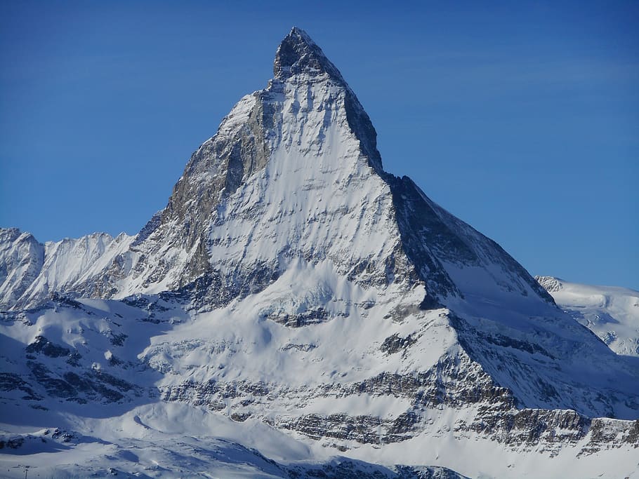 Swiss, matterhorn, alpine, gunung, zermatt, musim dingin, salju, suhu dingin, keindahan di alam, scenics - alam