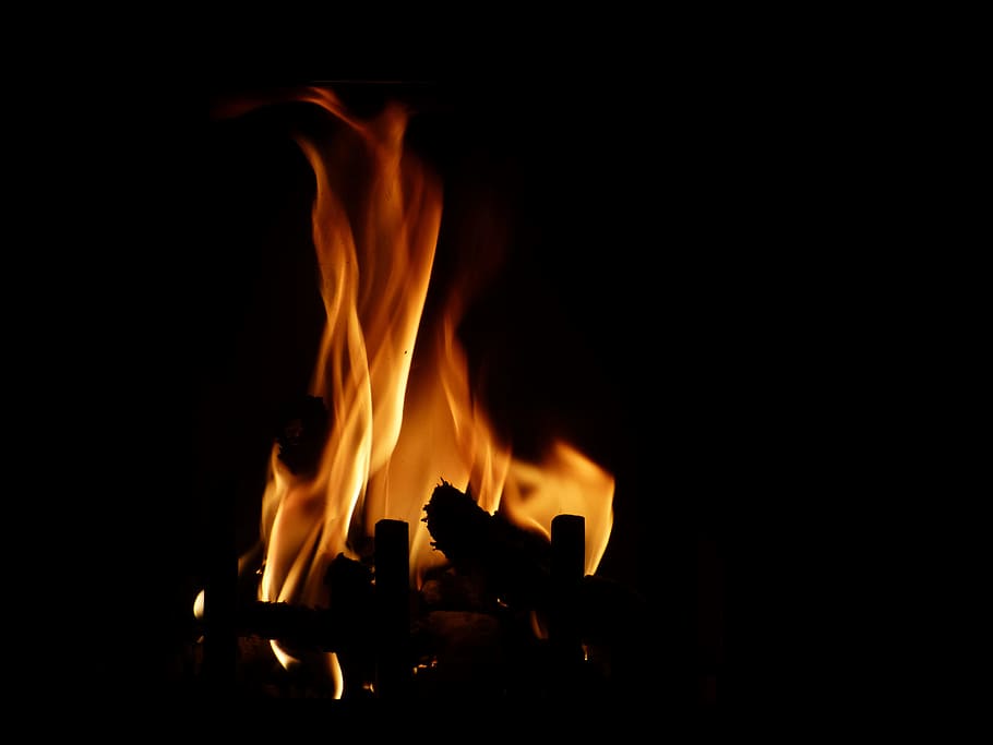 low-light photography, bonfire, Fire, Fireplace, Warmth, fire - Natural Phenomenon, heat - Temperature, flame, burning, red