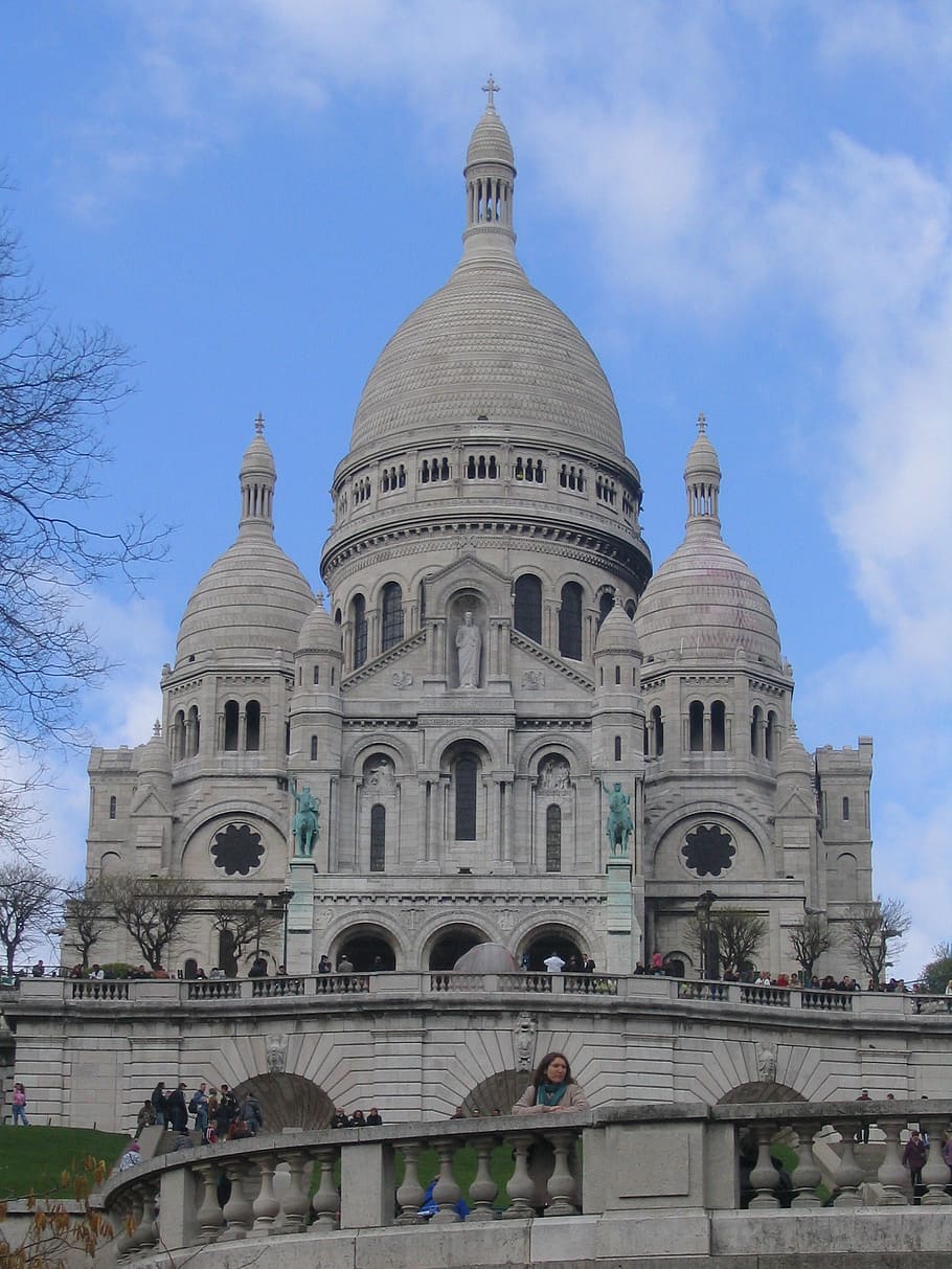 París, Montmartre, Sacré-Coeur, monumento, basílica, basílica del sagrado corazón, Francia, escalera, cielo, sagrado corazón