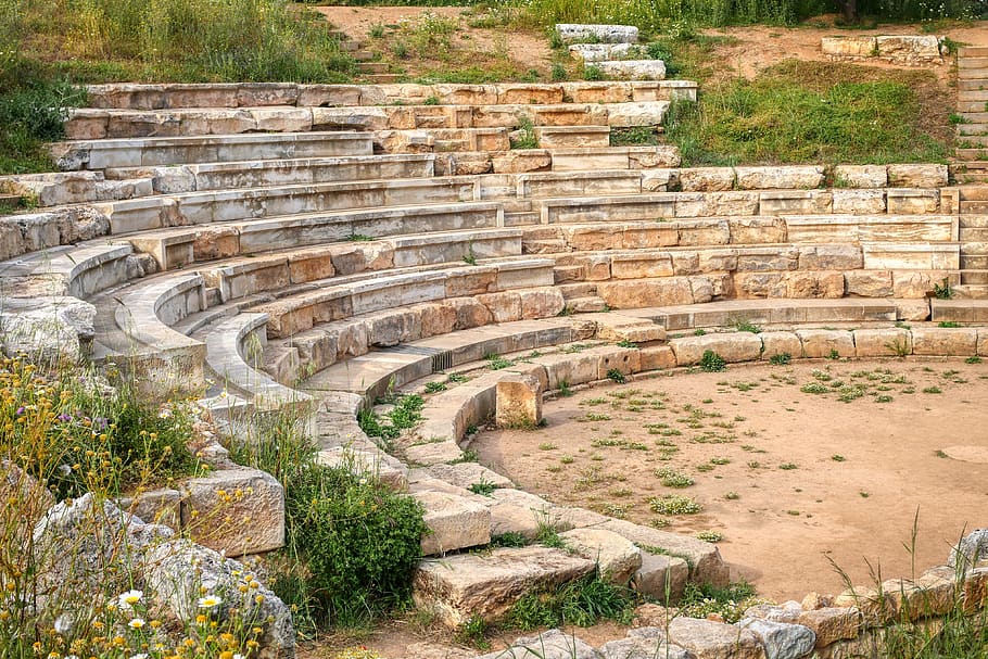 Kreta, Yunani, amphitheater, zaman kuno, secara historis, Romawi, aptera, pemandangan, alam, Arsitektur