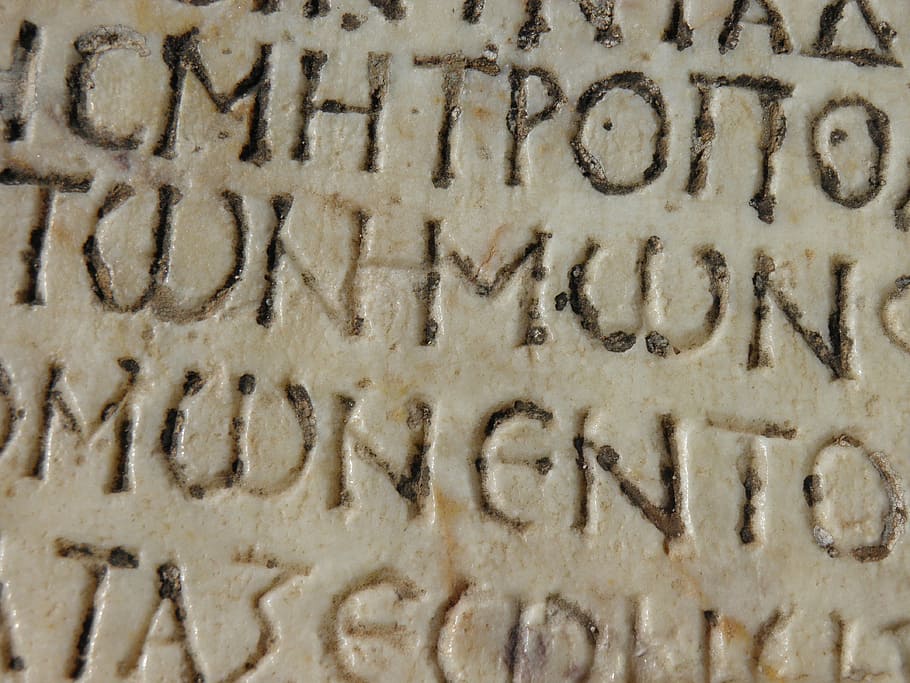 grego, escrita, gravura, pedra, mármore, antiguidade grega, antiga, ruínas, escrita grega, ruínas antigas