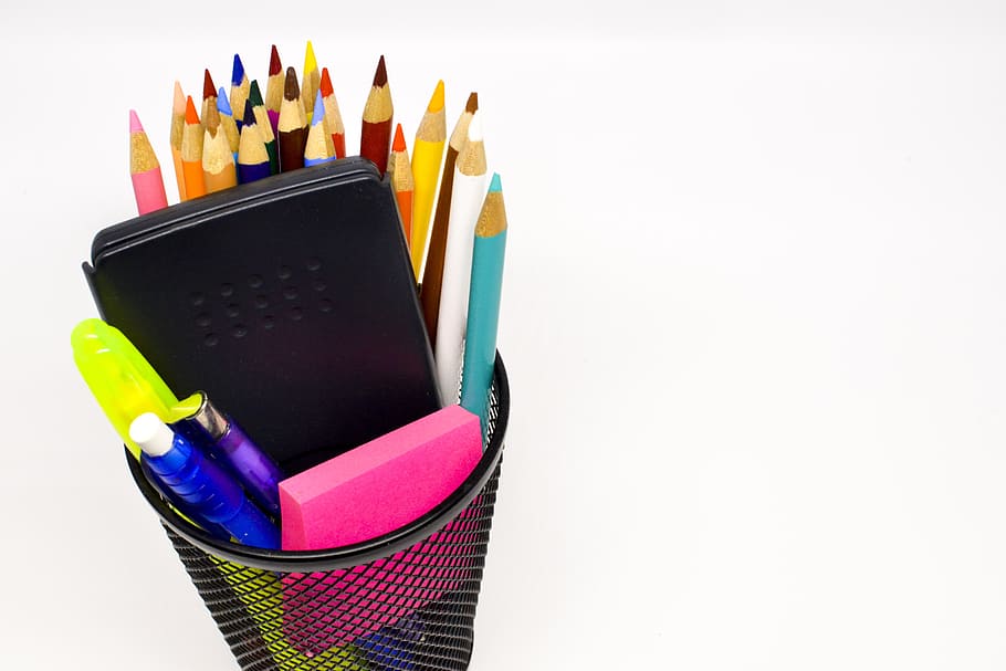 assorted-color, colored, pencils, black, mesh, back to school, school supplies, pencil, education, supplies