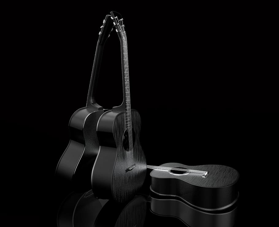 abstract, acoustic guitar, black, black background, studio shot, indoors, close-up, still life, music, single object