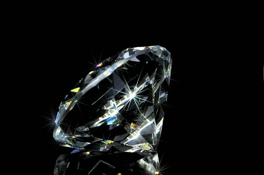 foto, claro, piedra preciosa, negro, fondo, diamante, tamaño, facetas, cristal, resumen
