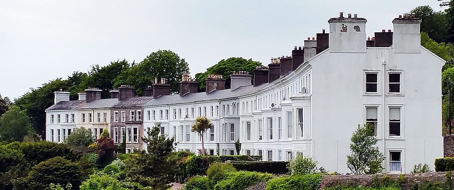victorian, terrace, houses, curved, development, sea facing, cobh, ireland, architecture, building exterior