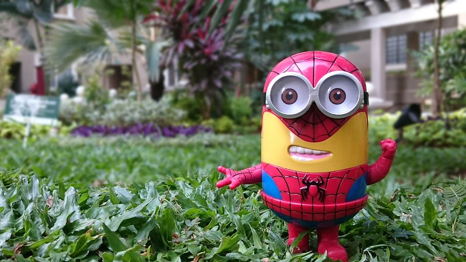 minion toy, Minion, Spiderman, Toy, Despicable Me, peter parker, toy photography, figure, funny, day