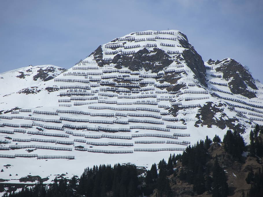 Snow Barrier, Alps, saint gothard, switzerland, avalanche, mountain, snowfall, protection, snow, day