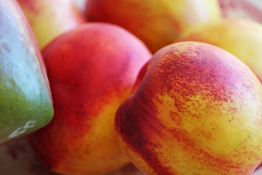 rojo, amarillo, fotografía de primer plano de manzana, nectarina, mango, frutas, dulce, saludable, delicioso, vitaminas