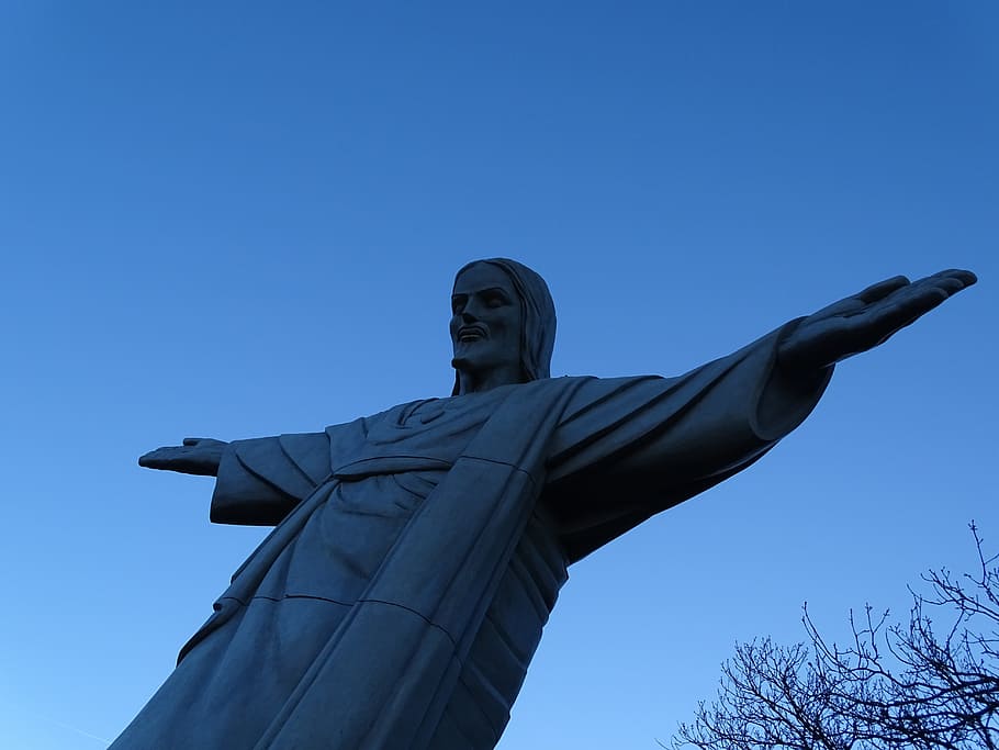 Figure, Jesus Christ, Sculpture, jesus, christi, christ, blue, statue, sky, low angle view