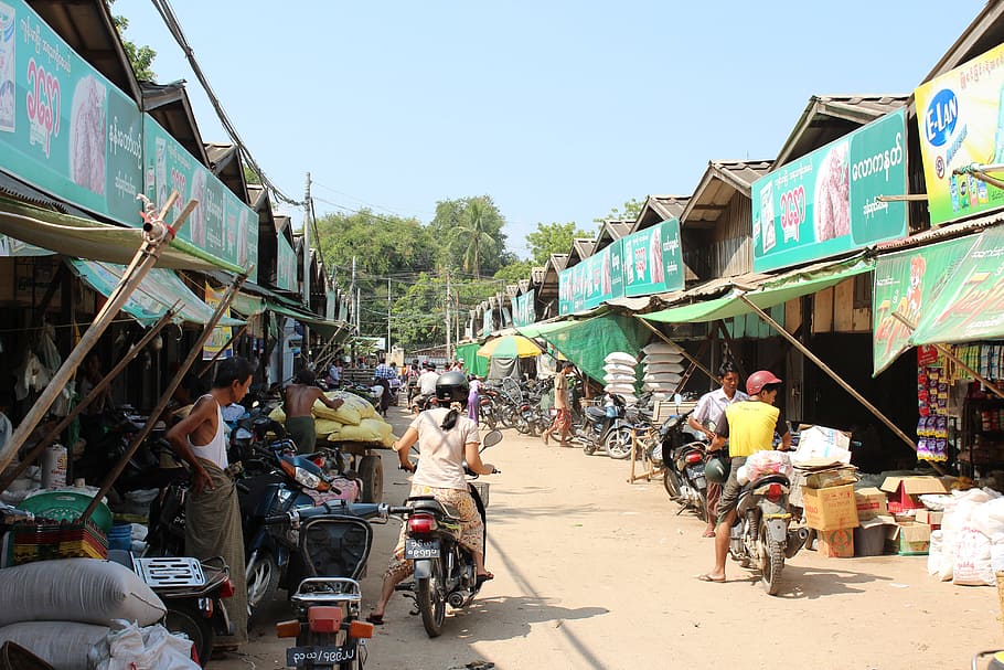 Bagan, Market, Burma, Myanmar, Human, transportation, street, outdoors, day, mode of transport