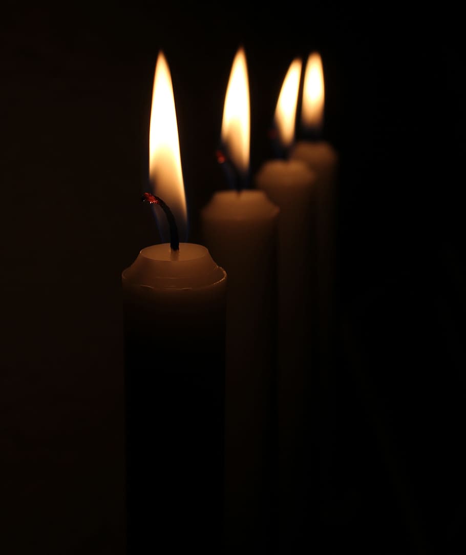 four, aligned, lighted, candles close-up photography, Light, Christmas, Candles, Candle Wax, low, fourth sunday of advent