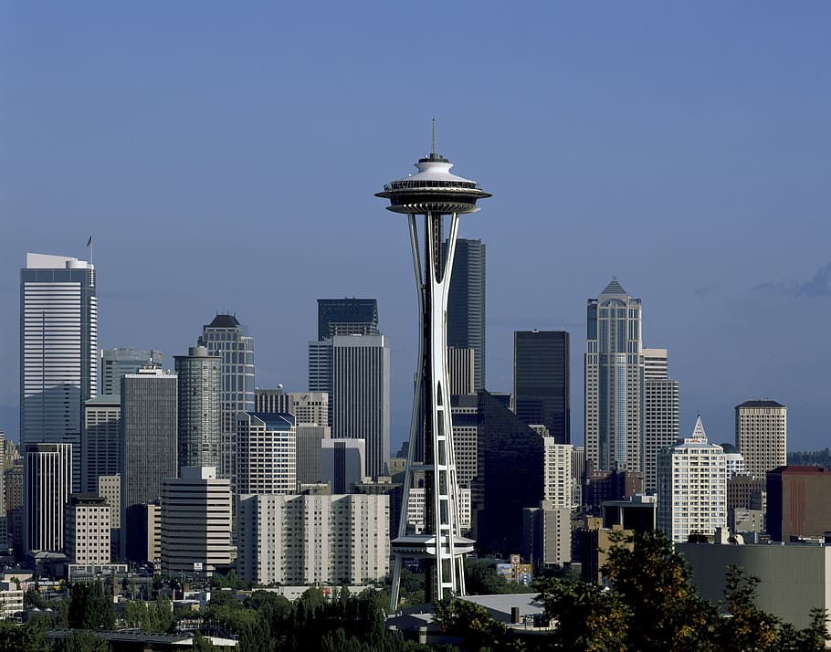 Space Needle Tower, Space Needle, Seattle, Washington, Estados Unidos, horizonte, hito, escénico, paisaje, urbano