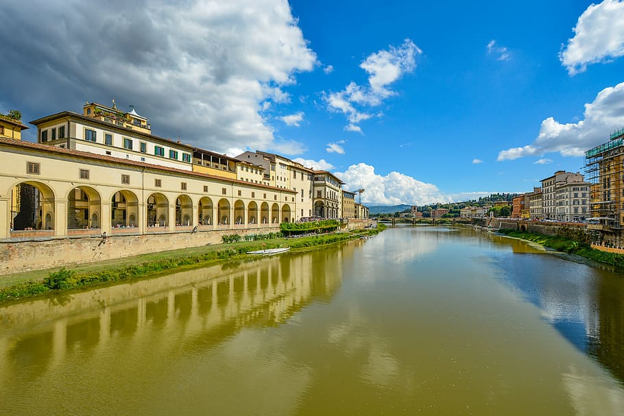 body, water, white, building, italy, river, arno, uffizzi, sky, florence