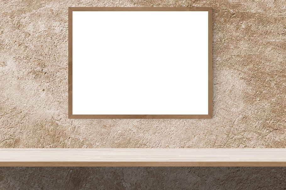 brown, wooden, framed, cork board, mockup, wall, poster, mock, frame, template