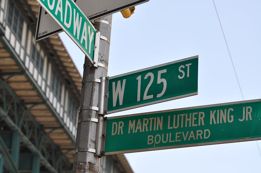 dr., martin, luther, rei, jr, estrada, sinalização, Martin Luther King, 125Th Street, Harlem