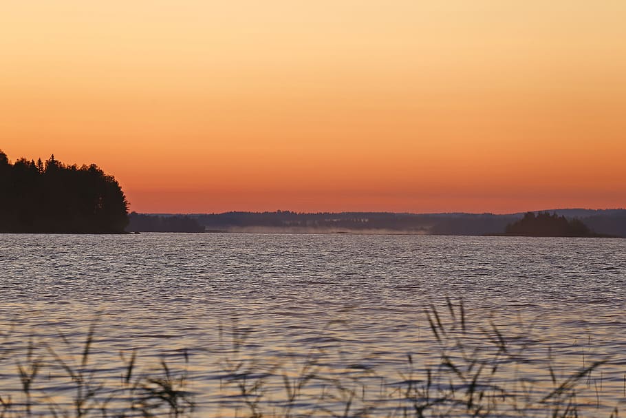 madrugada, beleza, amor, natureza, lago, finlândia, horizonte, manhã, sol, início da manhã