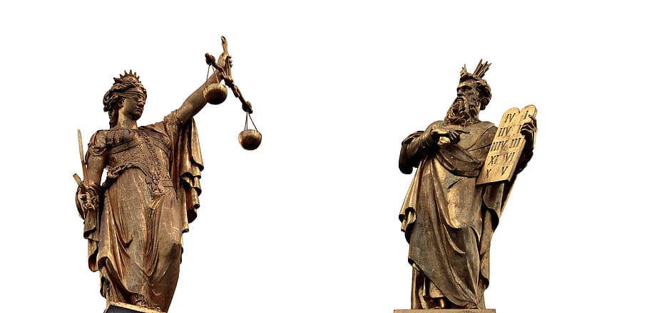 two, man, woman statue, justitia, goddess, goddess of justice, goddess of truth, horizontal, blindfold, justice