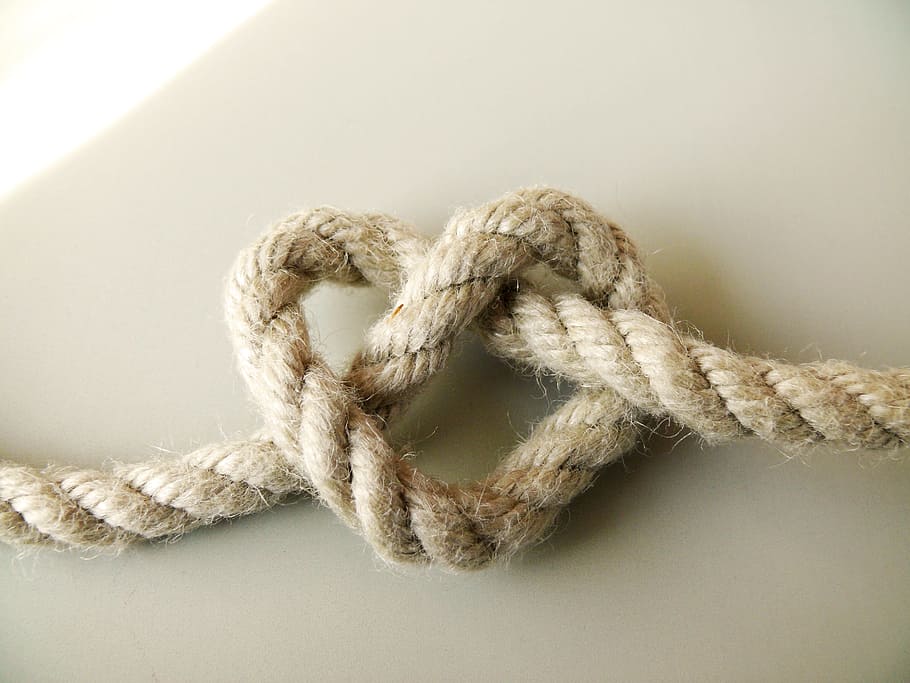 knot, brown, rope, close, heart, love, symbol, tied knot, strength, connection