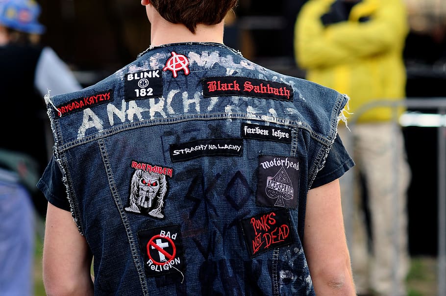 assorted, patches, denim vest, jacket, fashion, man, model, style, young, attractive