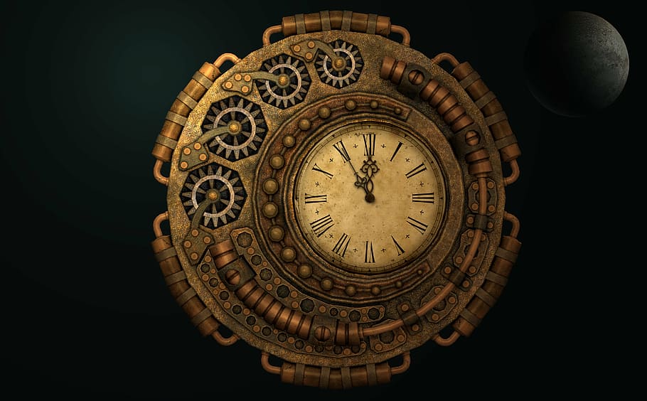 romano, numérico, relógio, 11:55, hora, moondial, máquina do tempo, hora da lua, lua cheia, luar