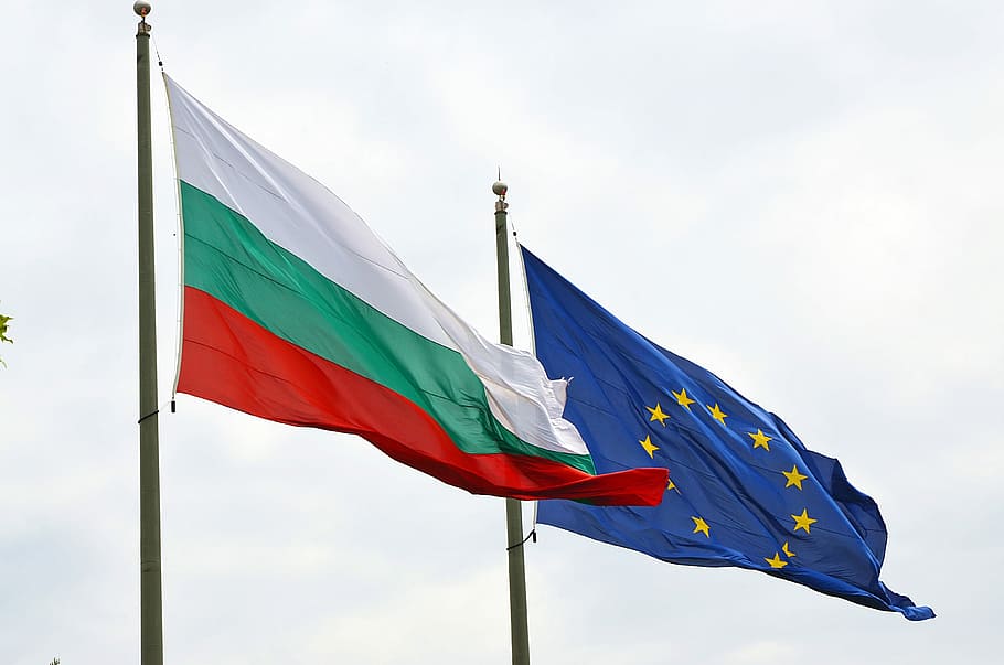 Flags, Bulgaria, European Union, Ec, flag, patriotism, day, red, outdoors, sky