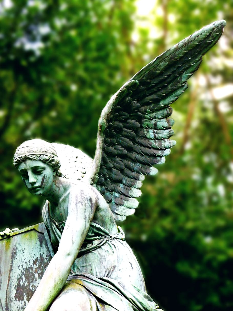 angel, sculpture, angel sculpture, figure, cemetery, faith, angel figure, symbol, statue, face
